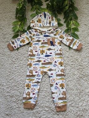 Baby Boys Gone Fishin' Hooded Romper (12-18 Months)